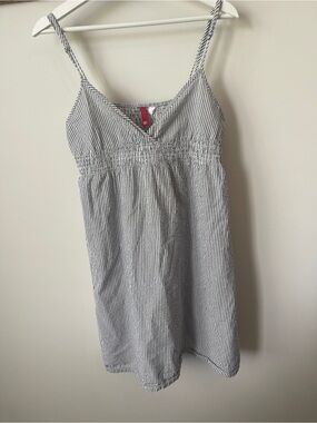 H&M White and Navy Striped Mini Dress
